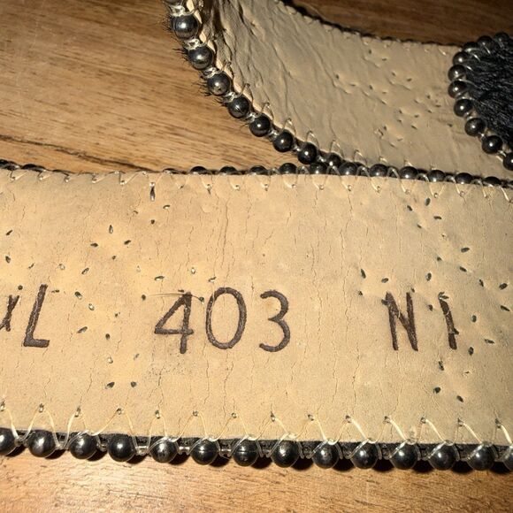 BB Simon Crystal Beaded Studded Western Black Leather Belt Sz L 32-38” Pony Hair main image 11